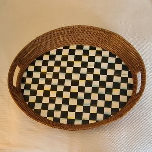 MacKenzie-Childs Check Rattan & Enamel Tray